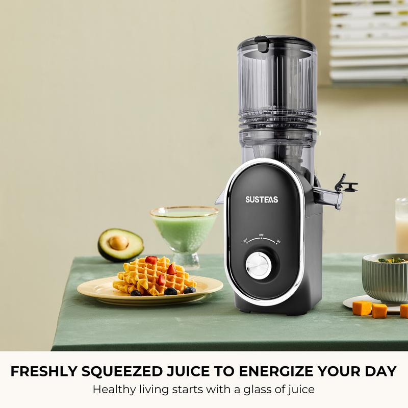 Cold Press Juicer, 5.3 Inch Large Feed Opening, Slow Masticator Chute, For Whole Vegetables and Fruits, High Yield, Easy to Clean Springtok Steel