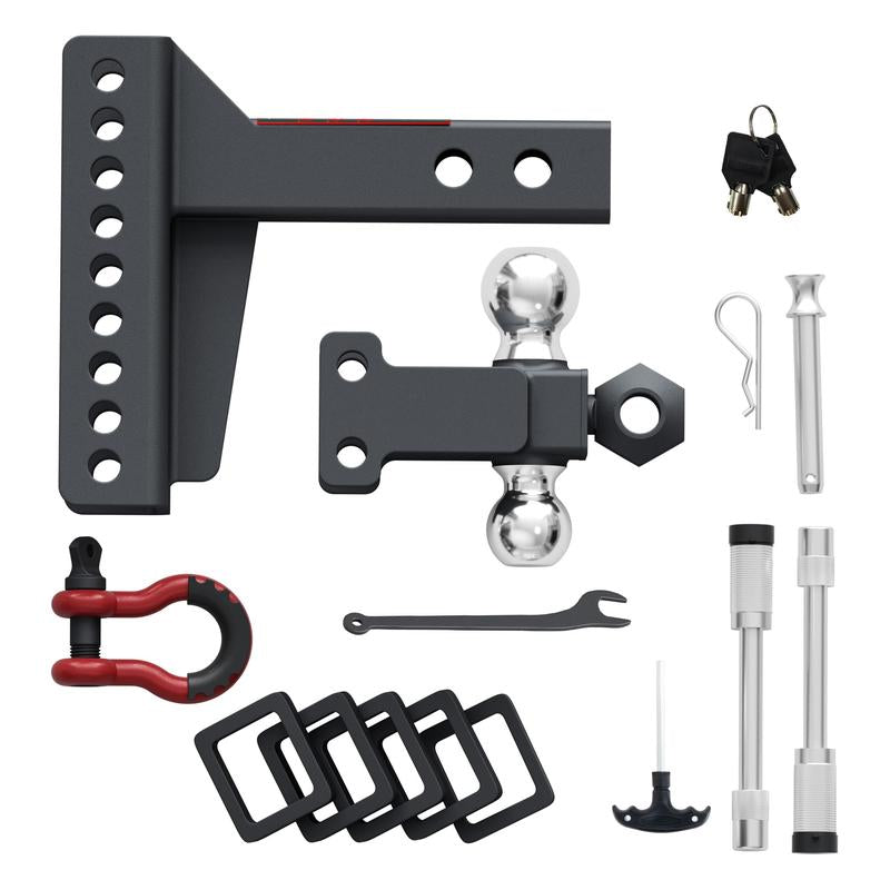ZYNOX Adjustable Trailer Hitch Ball Mount with Lock&Pin&Rotatable Tow Shackle, Fits 2-in Receiver, 5" Rise/Drop, 2-in, 2-5/16-in Hitch Ball, 10000LBS GTW, Ultra Quiet