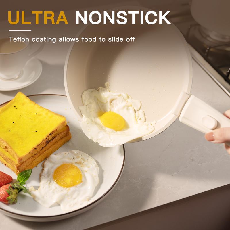 ZYNOX 20pcs Non-Stick Pots and Pans Set with Detachable Handle, Oven Safe, Stackable, Non-Stick RV Kitchen Cooking Set Modern Aluminum Dishwasher Safe