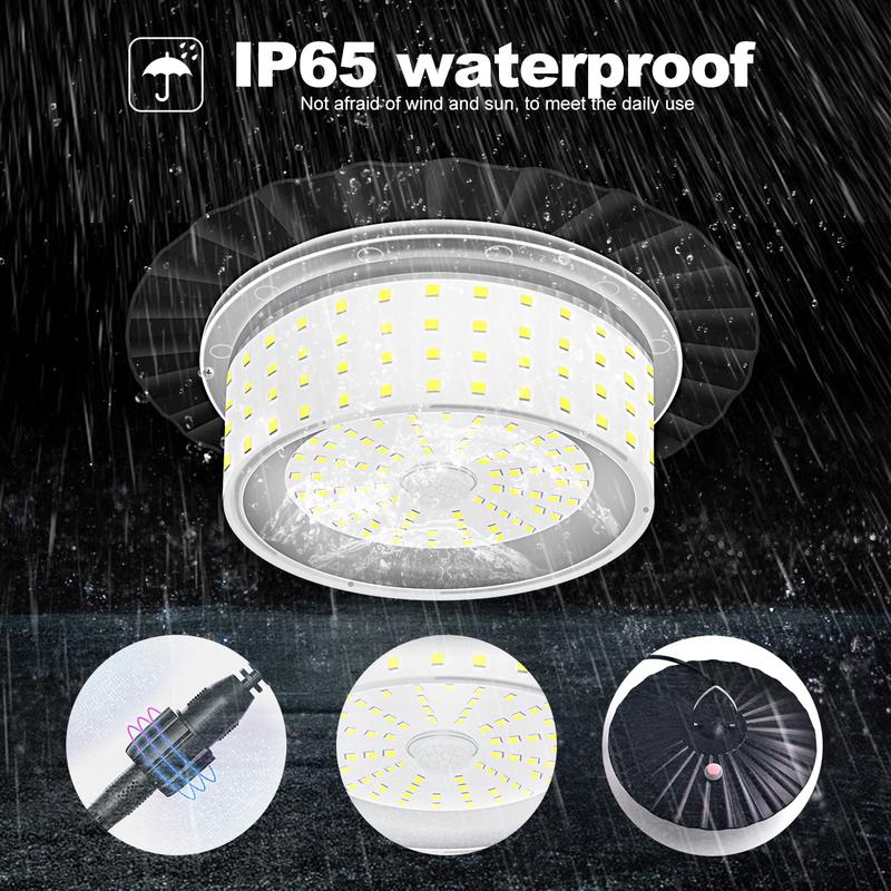 224-LED Solar Pendant Light with Moving Sensor, 5 Modes Waterproof Floodlight with Remote Control, Safety Outdoor Wall Light for Patio, Deck, Shed, Camping