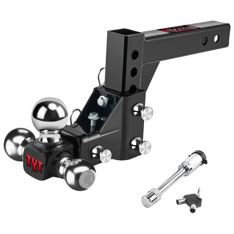 ZYNOX Adjustable Trailer Hitch Ball Mount with Lock&Pin&Rotatable Tow Shackle, Fits 2-in Receiver, 5" Rise/Drop, 2-in, 2-5/16-in Hitch Ball, 10000LBS GTW, Ultra Quiet
