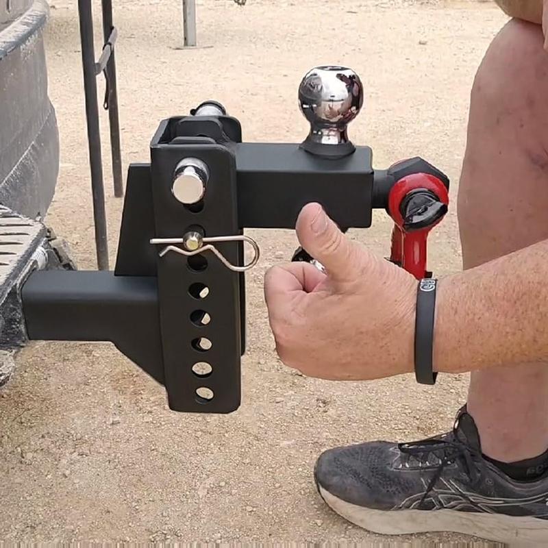 ZYNOX Adjustable Trailer Hitch Ball Mount with Lock&Pin&Rotatable Tow Shackle, Fits 2-in Receiver, 5" Rise/Drop, 2-in, 2-5/16-in Hitch Ball, 10000LBS GTW, Ultra Quiet