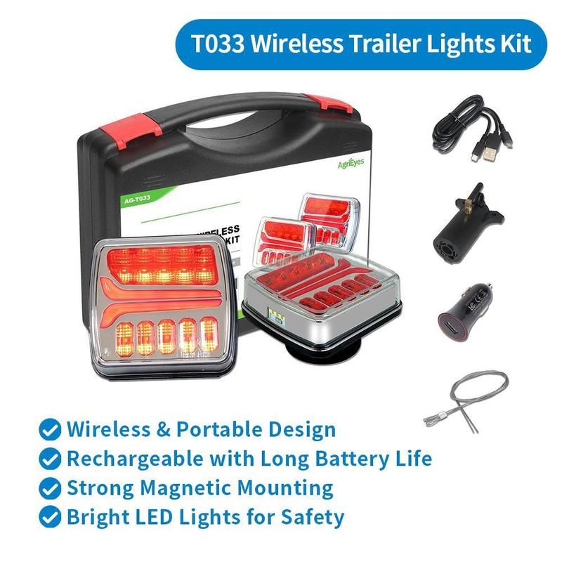 AgreEye T312|T033| T28|T212 Wireless Trailer Lights Kit – 2.5H Fast Charge, 9H Runtime, IP67 Waterproof, Magnetic Mount, LED Tow Lights
