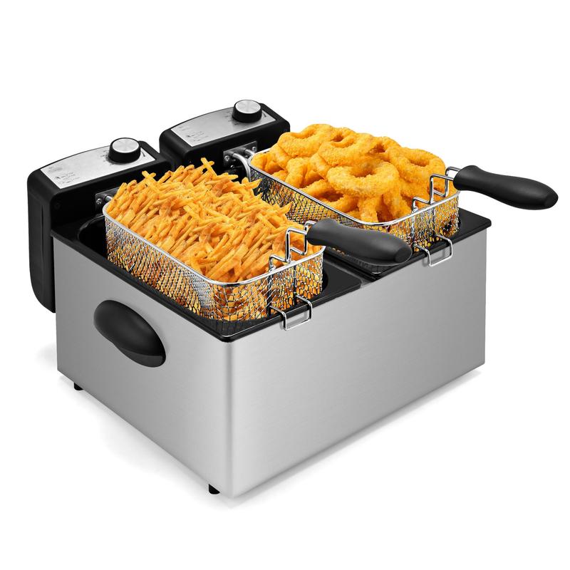 Deep Fryer with Basket, 1500W Electric Deep Fryer, Temperature Control, Removable Lid, 2.5L/1.5L Non-Stick Inner Pot, Easy to Clean Cooker Springtok Cooking Food