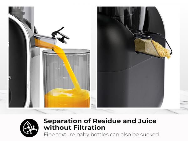 Cold Press Juicer, 5.3 Inch Large Feed Opening, Slow Masticator Chute, For Whole Vegetables and Fruits, High Yield, Easy to Clean Springtok Steel