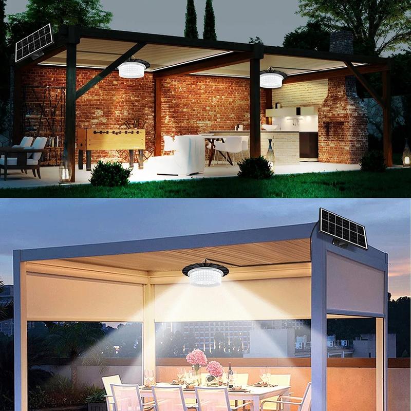 224-LED Solar Pendant Light with Moving Sensor, 5 Modes Waterproof Floodlight with Remote Control, Safety Outdoor Wall Light for Patio, Deck, Shed, Camping
