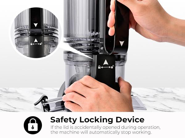 Cold Press Juicer, 5.3 Inch Large Feed Opening, Slow Masticator Chute, For Whole Vegetables and Fruits, High Yield, Easy to Clean Springtok Steel