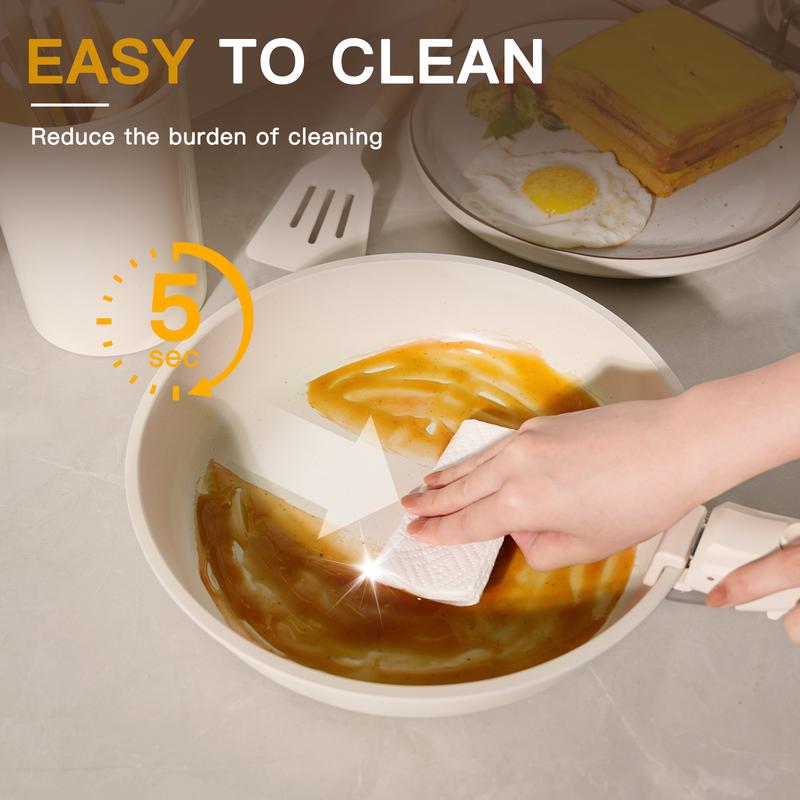 ZYNOX 20pcs Non-Stick Pots and Pans Set with Detachable Handle, Oven Safe, Stackable, Non-Stick RV Kitchen Cooking Set Modern Aluminum Dishwasher Safe