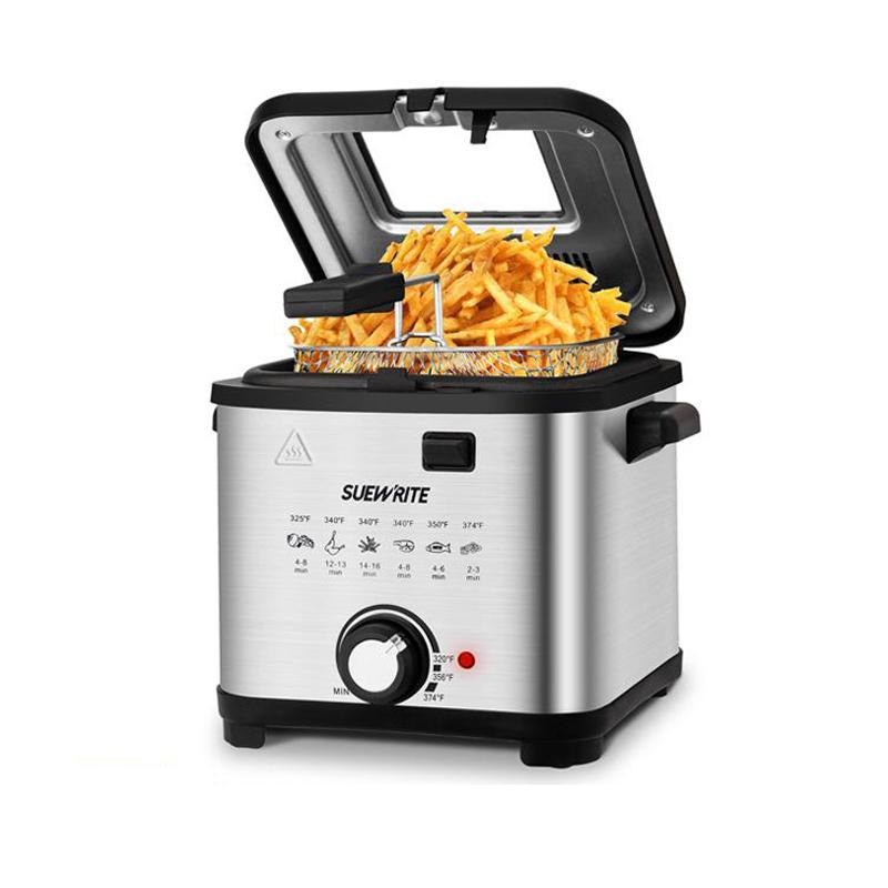 Deep Fryer with Basket, 1500W Electric Deep Fryer, Temperature Control, Removable Lid, 2.5L/1.5L Non-Stick Inner Pot, Easy to Clean Cooker Springtok Cooking Food