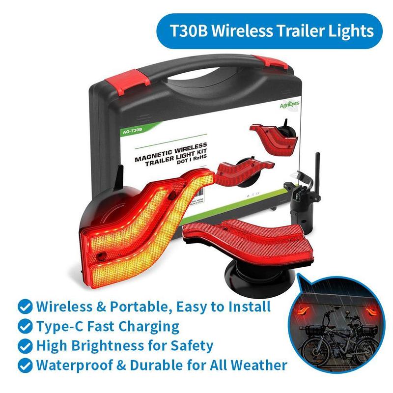 AgreEye T312|T033| T28|T212 Wireless Trailer Lights Kit – 2.5H Fast Charge, 9H Runtime, IP67 Waterproof, Magnetic Mount, LED Tow Lights