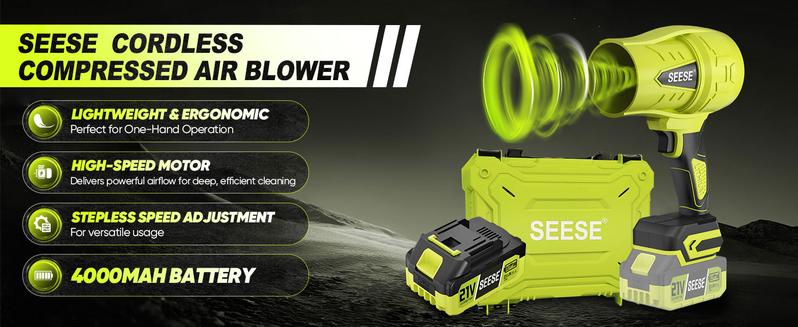 ZYNOX Cordless Leaf Blower Violent TurboFan,BrushlessPure Copper Motor Jet Fan With Battery,CordlessTurbo Super Power Air Duster, Handheld PowerfulDryer for Car,Car Drying after Wash, SnowRemoval