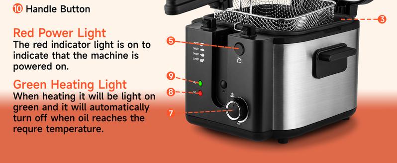 Deep Fryer with Basket, 1500W Electric Deep Fryer, Temperature Control, Removable Lid, 2.5L/1.5L Non-Stick Inner Pot, Easy to Clean Cooker Springtok Cooking Food