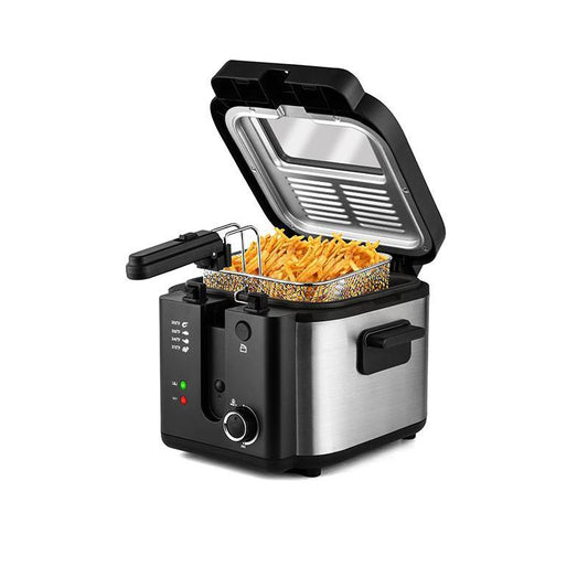 Deep Fryer with Basket, 1500W Electric Deep Fryer, Temperature Control, Removable Lid, 2.5L/1.5L Non-Stick Inner Pot, Easy to Clean Cooker Springtok Cooking Food