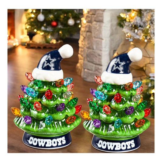 Evergreen Set of 2 4" LED Christmas Tree with Team Logo