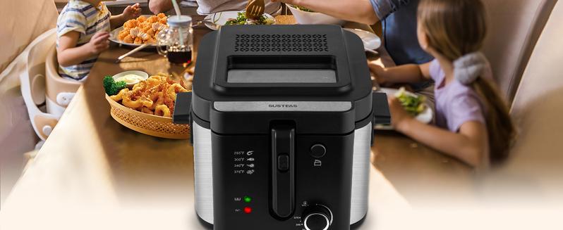 Deep Fryer with Basket, 1500W Electric Deep Fryer, Temperature Control, Removable Lid, 2.5L/1.5L Non-Stick Inner Pot, Easy to Clean Cooker Springtok Cooking Food
