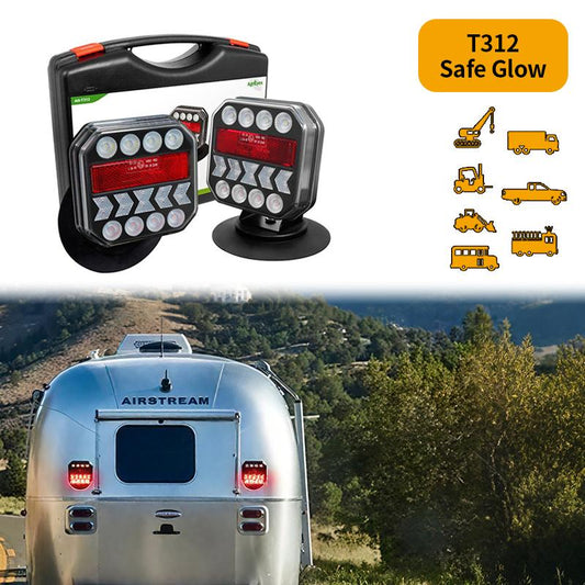 AgreEye T312|T033| T28|T212 Wireless Trailer Lights Kit – 2.5H Fast Charge, 9H Runtime, IP67 Waterproof, Magnetic Mount, LED Tow Lights