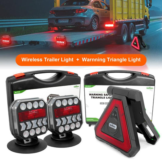 AgreEye T312|T033| T28|T212 Wireless Trailer Lights Kit – 2.5H Fast Charge, 9H Runtime, IP67 Waterproof, Magnetic Mount, LED Tow Lights