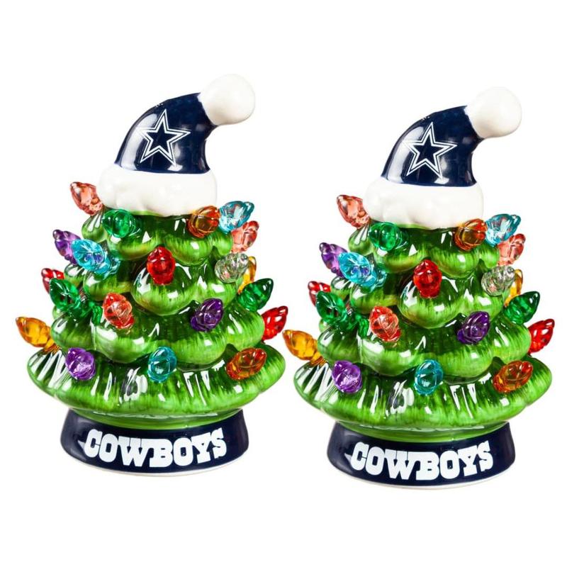 Evergreen Set of 2 4" LED Christmas Tree with Team Logo