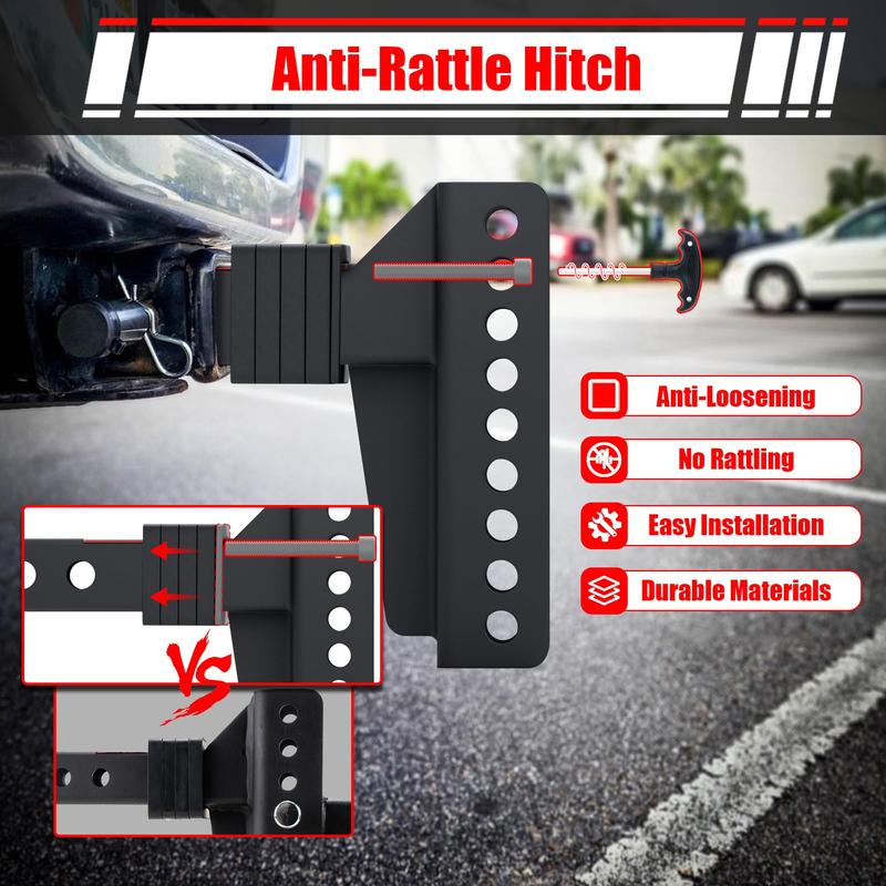 ZYNOX Adjustable Trailer Hitch Ball Mount with Lock&Pin&Rotatable Tow Shackle, Fits 2-in Receiver, 5" Rise/Drop, 2-in, 2-5/16-in Hitch Ball, 10000LBS GTW, Ultra Quiet