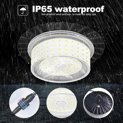 224-LED Solar Pendant Light with Moving Sensor, 5 Modes Waterproof Floodlight with Remote Control, Safety Outdoor Wall Light for Patio, Deck, Shed, Camping