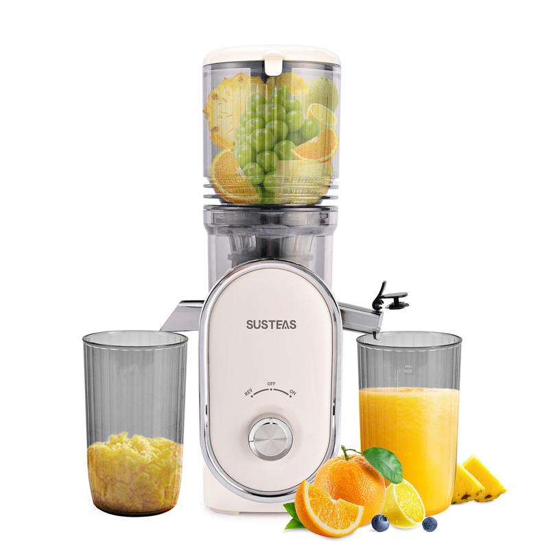 Cold Press Juicer, 5.3 Inch Large Feed Opening, Slow Masticator Chute, For Whole Vegetables and Fruits, High Yield, Easy to Clean Springtok Steel