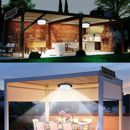 224-LED Solar Pendant Light with Moving Sensor, 5 Modes Waterproof Floodlight with Remote Control, Safety Outdoor Wall Light for Patio, Deck, Shed, Camping